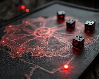 Juego de rol Mundos Oscuros con dados y mapa